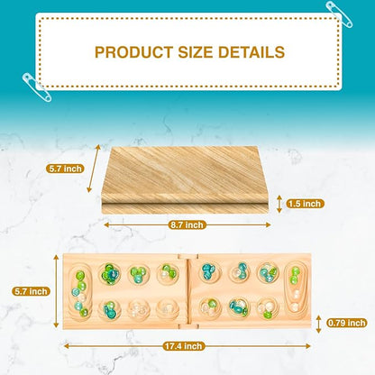 Regal Games Mancala Board Game - Fun Classic Table Game with Wooden Board for Adults & Kids - 48 Glass Mancala Beads & 2 Player Games - Ideal for Family Game Night, Travel (Ages 8+) nirvanaguru