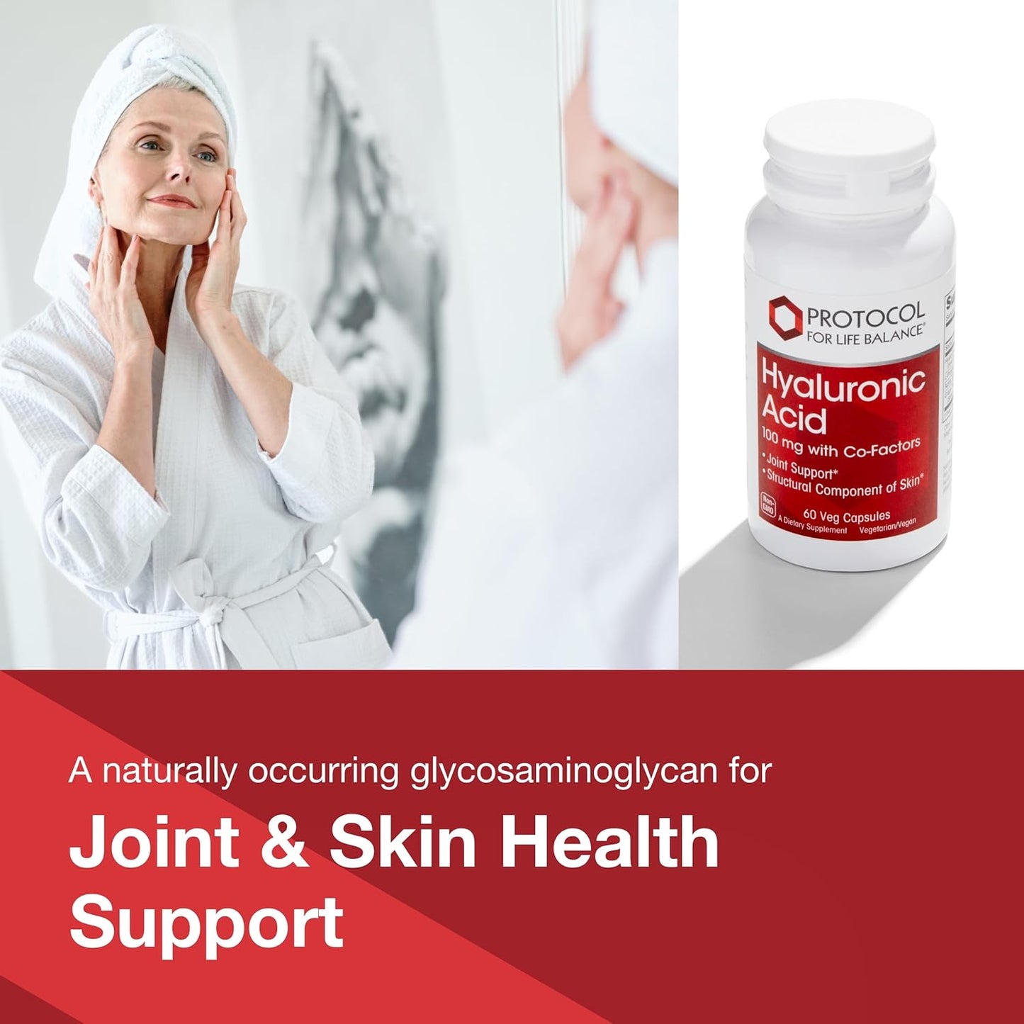 PROTOCOL FOR LIFE BALANCE Hyaluronic Acid - 100mg Hyaluronic Acid - Skin & Joint Support - Eye Support Supplement - Non-GMO & Kosher - 60 Veg Caps Nirvana Guru