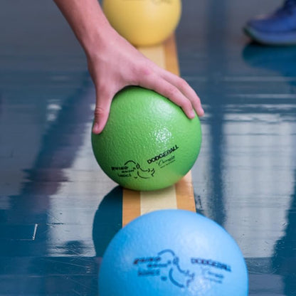 Champion Sports Rhino Skin Dodgeball Set – 6 Soft Foam Dodgeballs with Tear-Resistant Coating, Grip Surface, Low Bounce, Mesh Bag, Indoor & Outdoor Playground or PE Class Ball Set – 6” or 7” Nirvana Guru