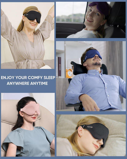 MZOO Sleep Eye Mask for Side Sleeper Men Women, Zero Eye Pressure 3D Sleeping Mask, Light Blocking Patented Design Night Blindfold, Soft Eye Shade Cover for Travel, Black