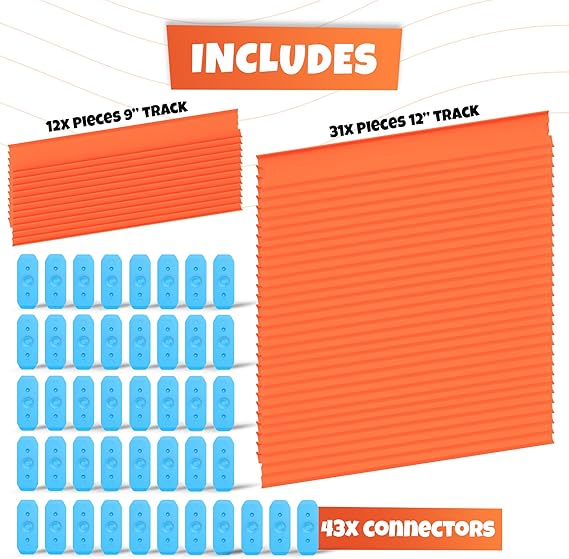 Replacement Track Set Building Pieces for Hot Wheels Toy Cars 86-Piece Straight Track Set, Connectors Included, 40 Feet of Track nirvanaguru