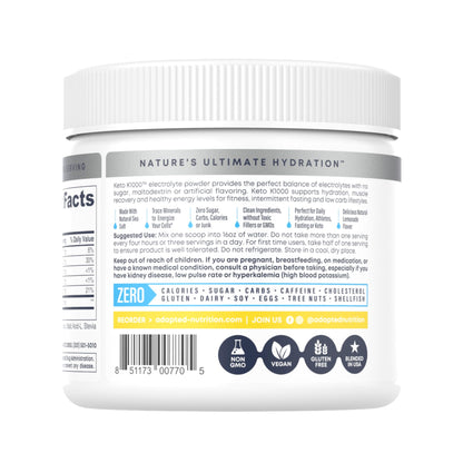 Hi-Lyte Keto K1000 Electrolyte Powder | Raspberry Lemon | Hydration Supplement Drink Mix | Boost Energy & Beat Leg Cramps | No Sugar, No Maltodextrin | 50 Servings