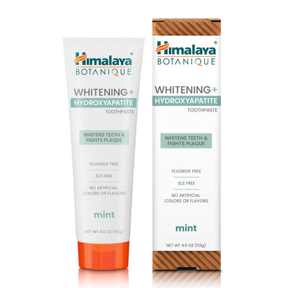 Himalaya Botanique Whitening + Hydroxyapatite Toothpaste, Mint Flavor - Nano Hydroxyapatite to Support Remineralization and Restore Enamel, Appropriate for Sensitive Teeth - Vegan, Gluten Free, 4 oz - Nirvana Guru