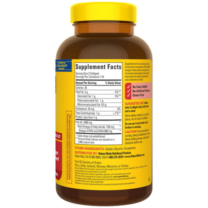 Nature Made Fish Oil Omega 3 Supplements, 1200mg Softgels, Omega 3 Fish Oil for Healthy Heart Support, 100 Softgels, 50 Day Supply Nirvana Guru