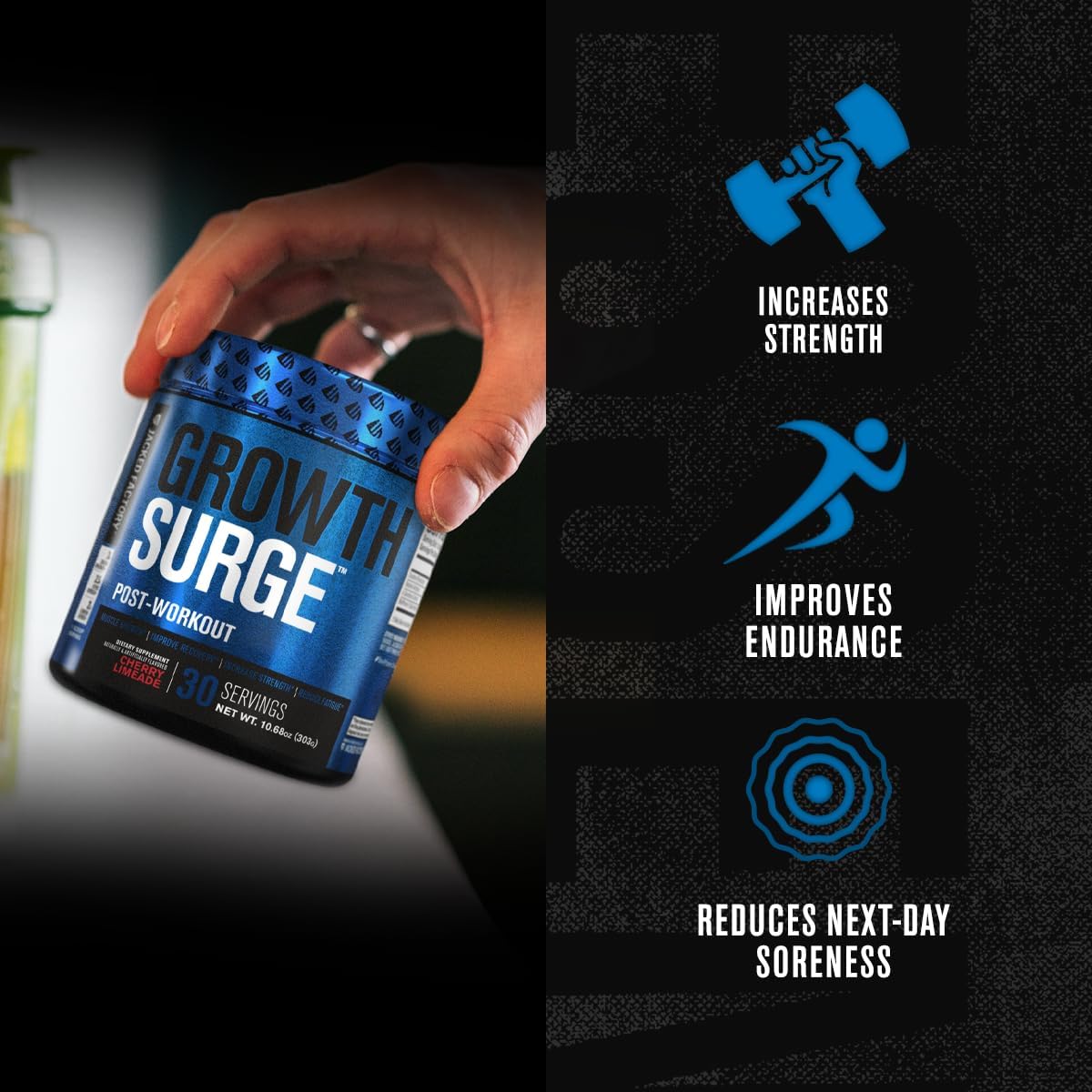 Jacked Factory Growth Surge Creatine Post Workout w/L-Carnitine - Daily Muscle Builder & Recovery Supplement with Creatine Monohydrate, Betaine, L-Carnitine L-Tartrate - 30 Servings, Swoleberry Nirvana Guru