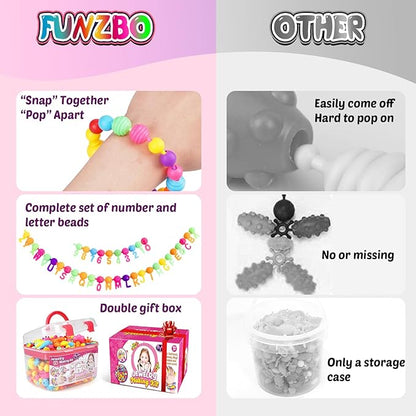 FUNZBO 520+ Snap Pop Beads - Jewelry Making Kit for Kids, Arts and Crafts for Kids Ages 4-8, Toys for 3 4 5 6 Years Old Girls Birthday Gifts Ideas, Bracelet Necklace Ring Snap Set for Little Girls nirvanaguru