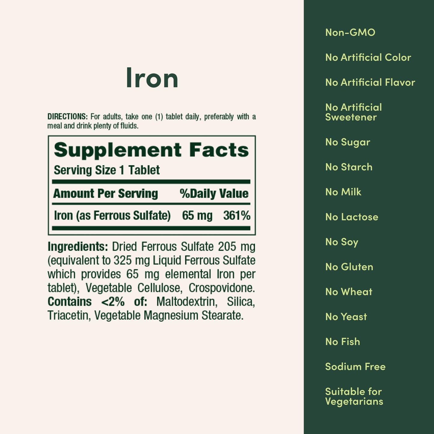 Nature's Bounty Iron 65mg, 325 mg Ferrous Sulfate, Cellular Energy Support, Promotes Normal Red Blood Cell Production, 100 Tablets Nirvana Guru