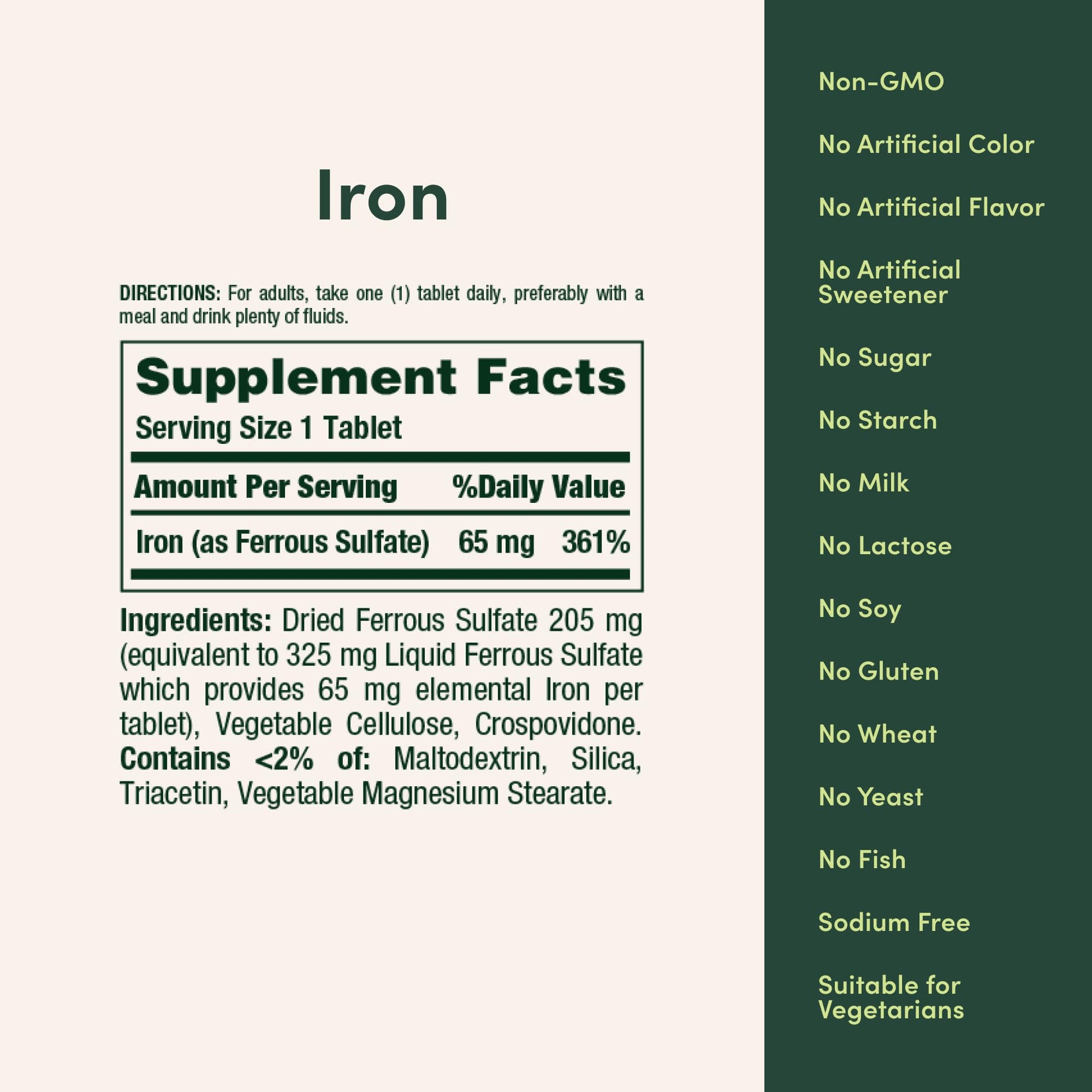 Nature's Bounty Iron 65mg, 325 mg Ferrous Sulfate, Cellular Energy Support, Promotes Normal Red Blood Cell Production, 100 Tablets Nirvana Guru