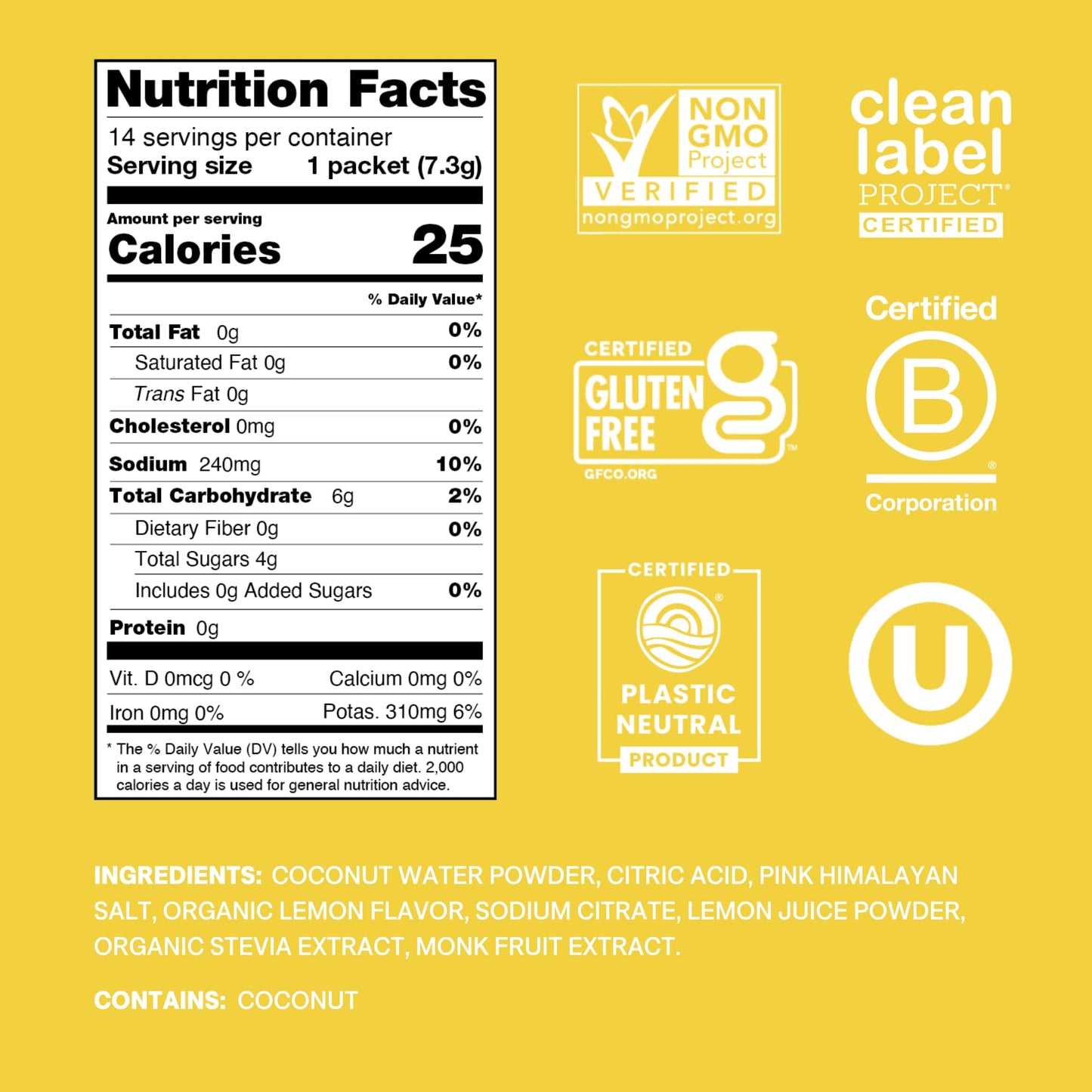 Cure Hydration | Plant-Based Electrolyte Drink Mix | No Added Sugar | FSA & HSA | Dehydration Relief Powder Made with Coconut Water | Non-GMO | Vegan | Pouch of 14 Packets - Berry Pomegranate