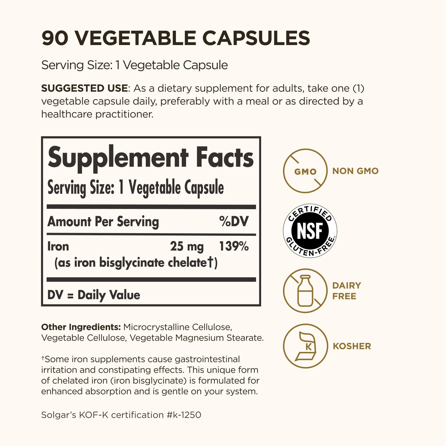 Solgar Gentle Iron, 180 Vegetable Capsules - Ideal for Sensitive Stomachs - Non-Constipating - Red Blood Cell Supplement - Non GMO, Vegan, Gluten-Free, Dairy Free, Kosher - 180 Servings Nirvana Guru