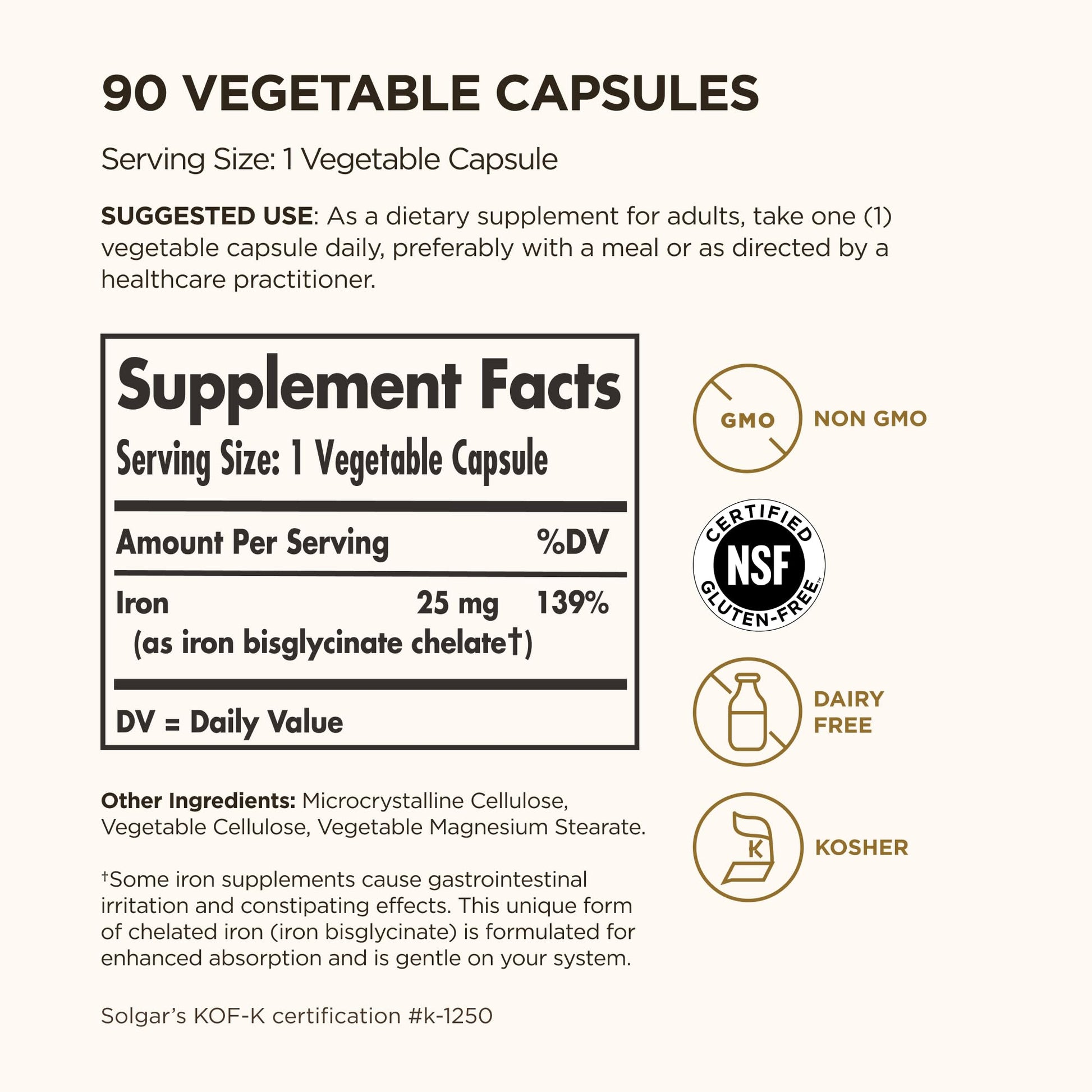 Solgar Gentle Iron, 180 Vegetable Capsules - Ideal for Sensitive Stomachs - Non-Constipating - Red Blood Cell Supplement - Non GMO, Vegan, Gluten-Free, Dairy Free, Kosher - 180 Servings Nirvana Guru