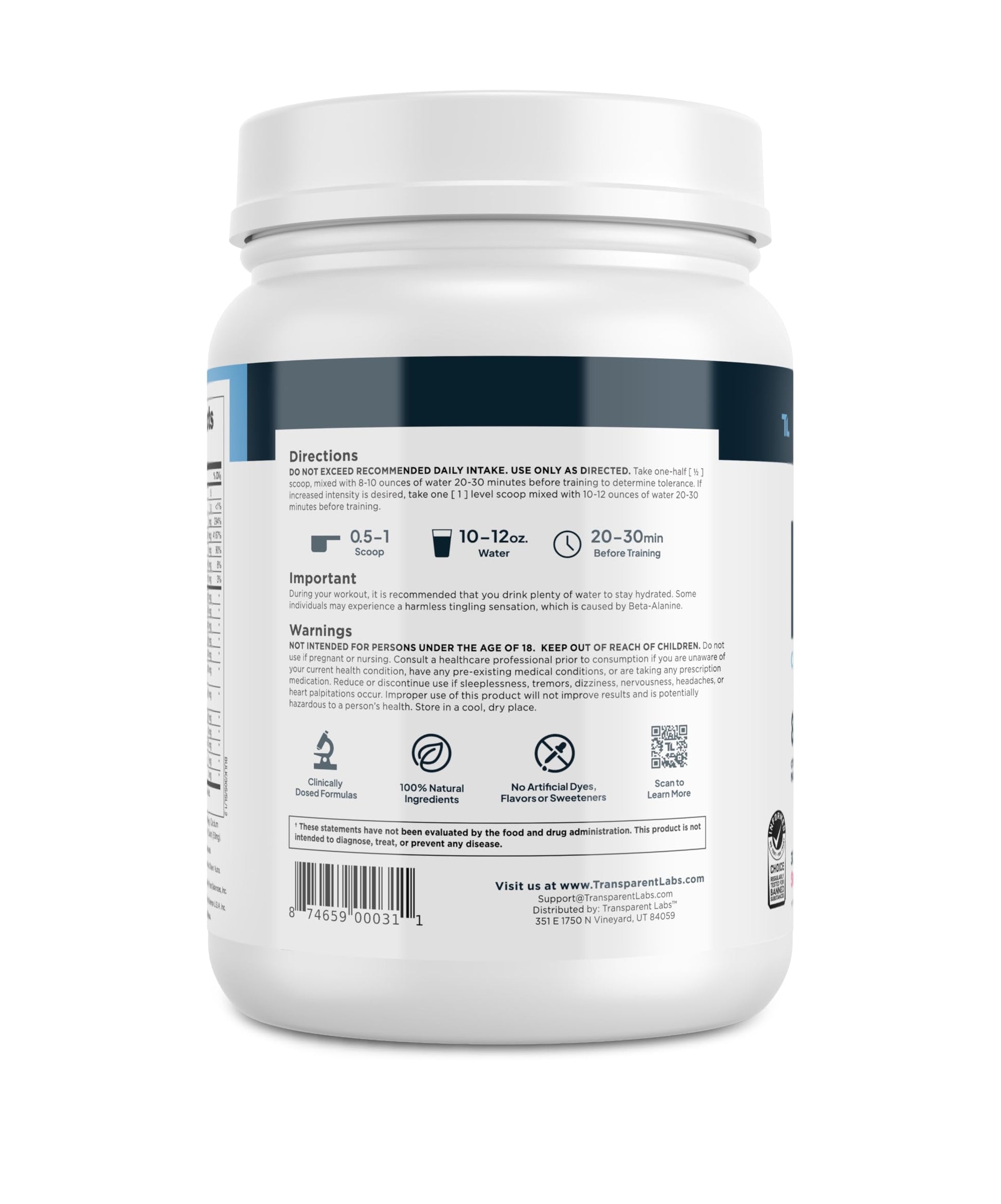 Transparent Labs Bulk Pre Workout Powder - Naturally Sweetened Advanced Pre-Workout Formula for Muscle Building and Strength - 30 Servings, Peach Mango Nirvana Guru