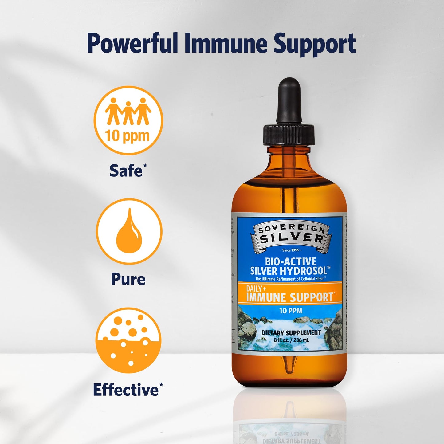 Sovereign Silver Immune Support - Colloidal Silver, Bio-Active Silver Hydrosol, 10 ppm, Liquid Dropper, 4 Fl Oz, (118 mL) Nirvana Guru