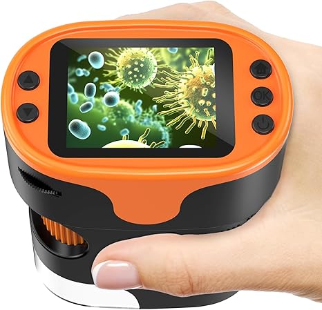 1000X Handheld Microscope for Kids 4K 2.0" Screen Rechargeable Mini Pocket Digital Microscopes w/Slides Kit Portable Edu Gift Age 4-6 8-12 Children Students Nirvana Guru
