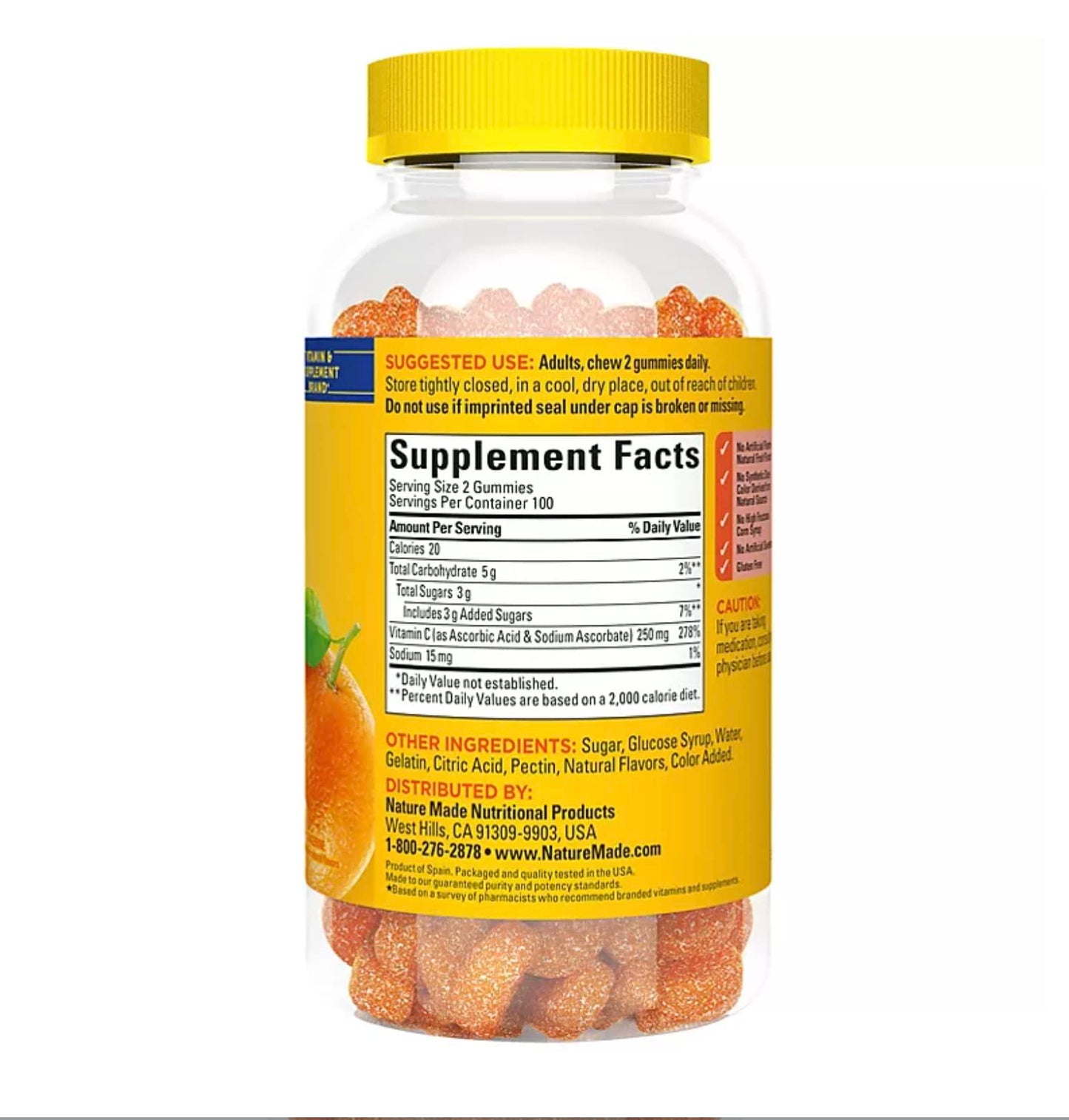 Nature Made Vitamin C 250 mg per serving, Dietary Supplement for Immune Support, 150 Gummies, 75 Day Supply - Nirvana Guru