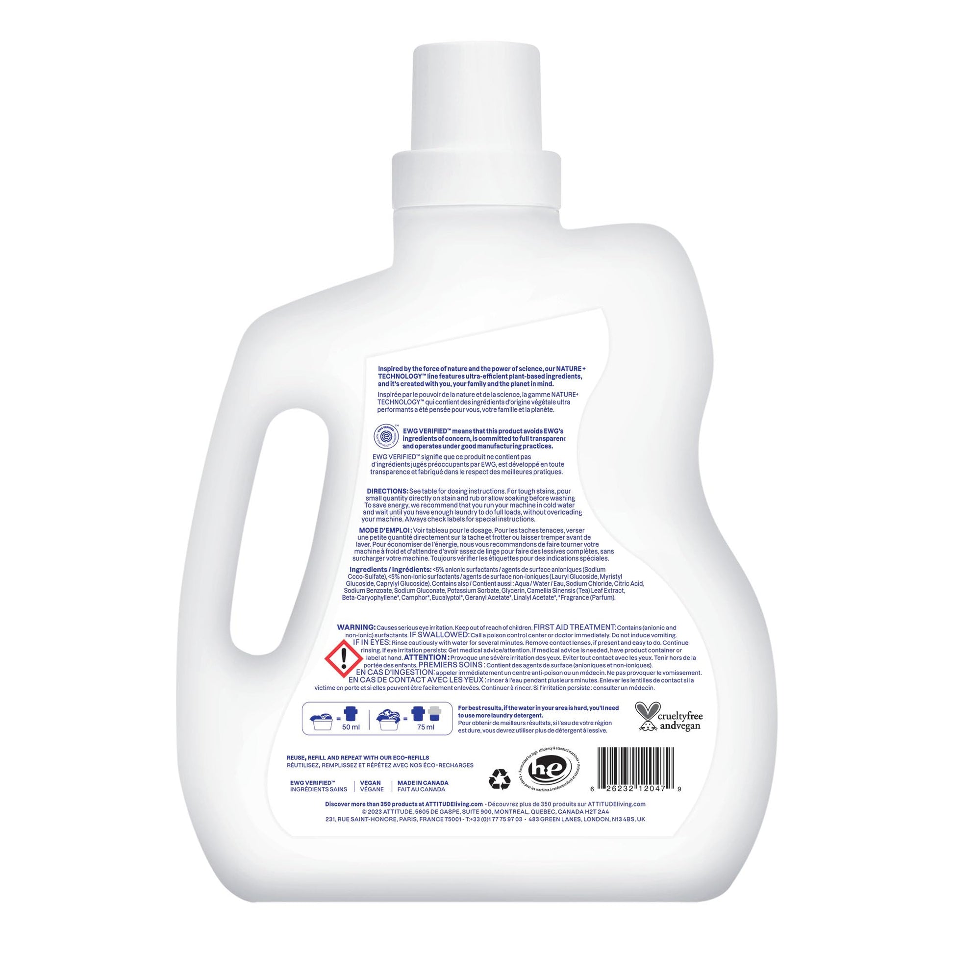 ATTITUDE Liquid Laundry Detergent, EWG Verified, HE Compatible, Plant-Based & Vegan, Natural Laundry Soap, Mountain Fresh Scent, 40 Loads, 67.6 Fl Oz Nirvana Guru