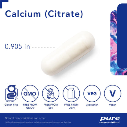 Pure Encapsulations Calcium (Citrate) - Supplement for Bone, Teeth, Colon, and Cardiovascular Health Support* - with Premium Calcium Citrate - 180 Capsules Nirvana Guru