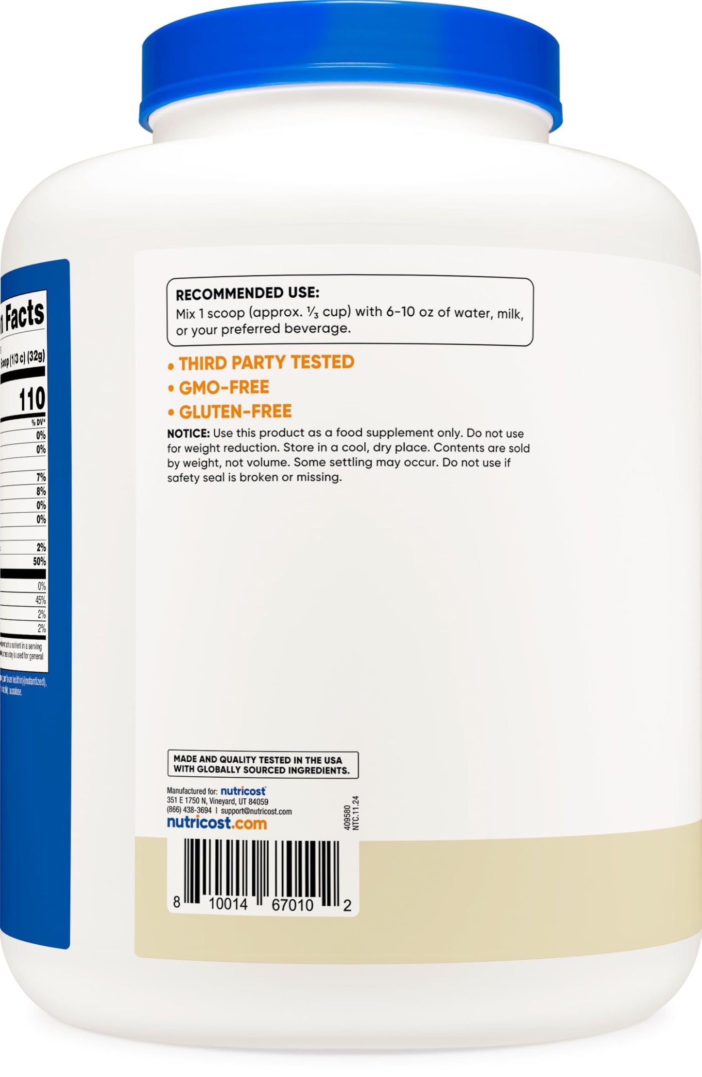 Nutricost Casein Protein Powder 2lb - Micellar Casein, Gluten Free, Non-GMO (Unflavored) - Nirvana Guru