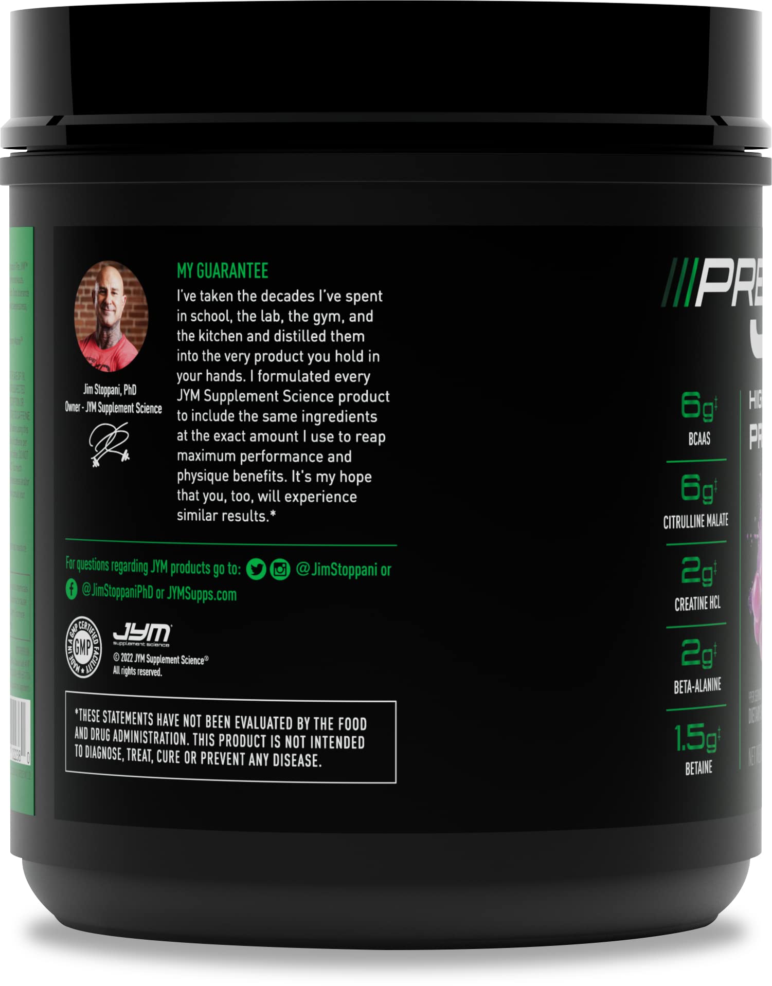 JYM Supplement Science Pre JYM Strawberry Kiwi Pre Workout Powder - BCAAs, Nootropics, Creatine HCI, Citrulline, Beta-Alanine, Betaine, Taurine, Huperzine 30 Servings Nirvana Guru