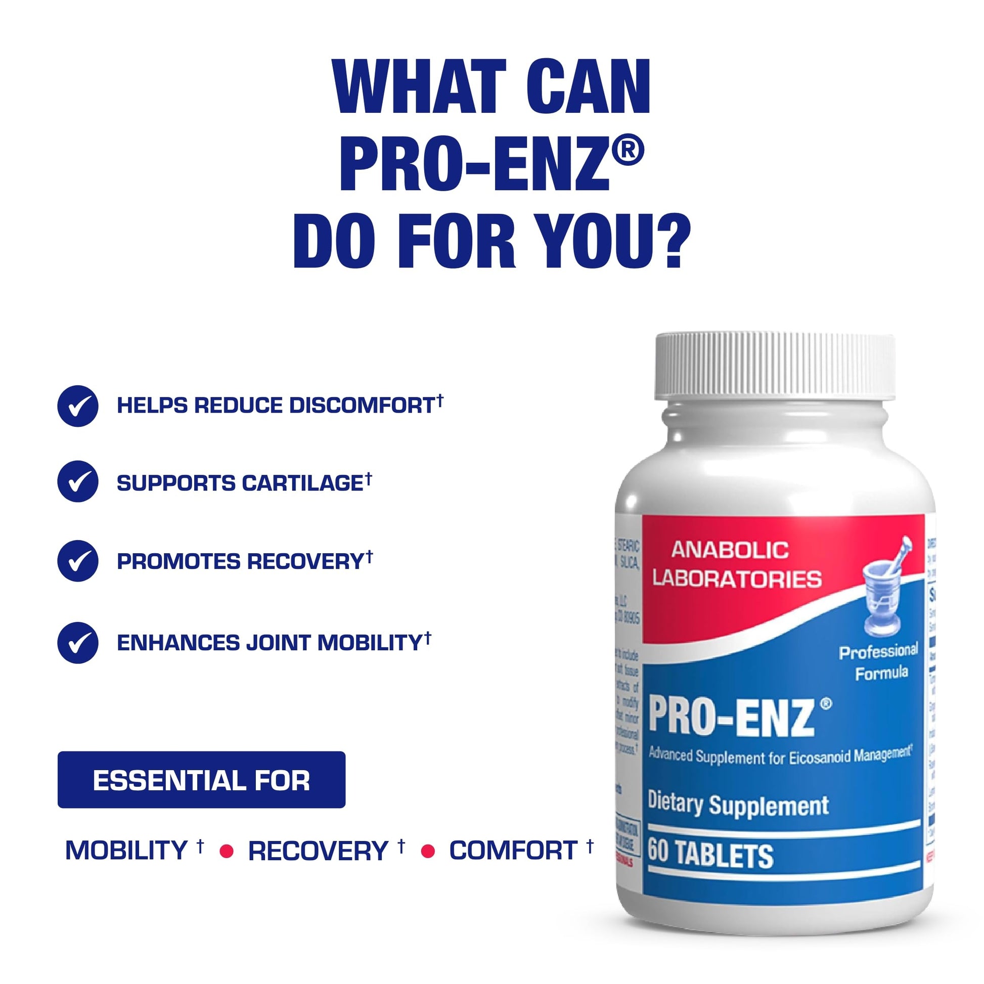 Pro ENZ Joint Support Supplement - Clinical Formula Turmeric Boswellia Supplement for Joint & Cartilage Mobility and Comfort Support Plus Eicosanoid Management with Proteolytic Enzymes (120 Servings) Nirvana Guru