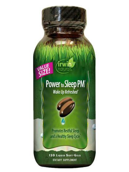 Irwin Naturals Power to Sleep PM - 120 Liquid Soft-Gels - with Melatonin, GABA, Ashwagandha, Valerian Root & L-Theanine - 60 Servings - Nirvana Guru