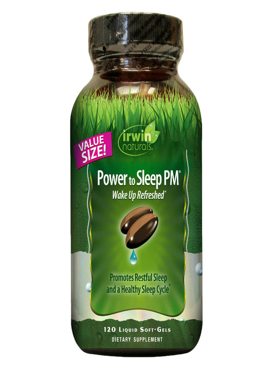 Irwin Naturals Power to Sleep PM - 120 Liquid Soft-Gels - with Melatonin, GABA, Ashwagandha, Valerian Root & L-Theanine - 60 Servings - Nirvana Guru