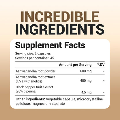 Dr. Berg Ashwagandha Capsules 1000mg - Includes Ashwagandha Root with Black Pepper from Bioperine - Ashwagandha Supplements 90 Capsules - Nirvana Guru