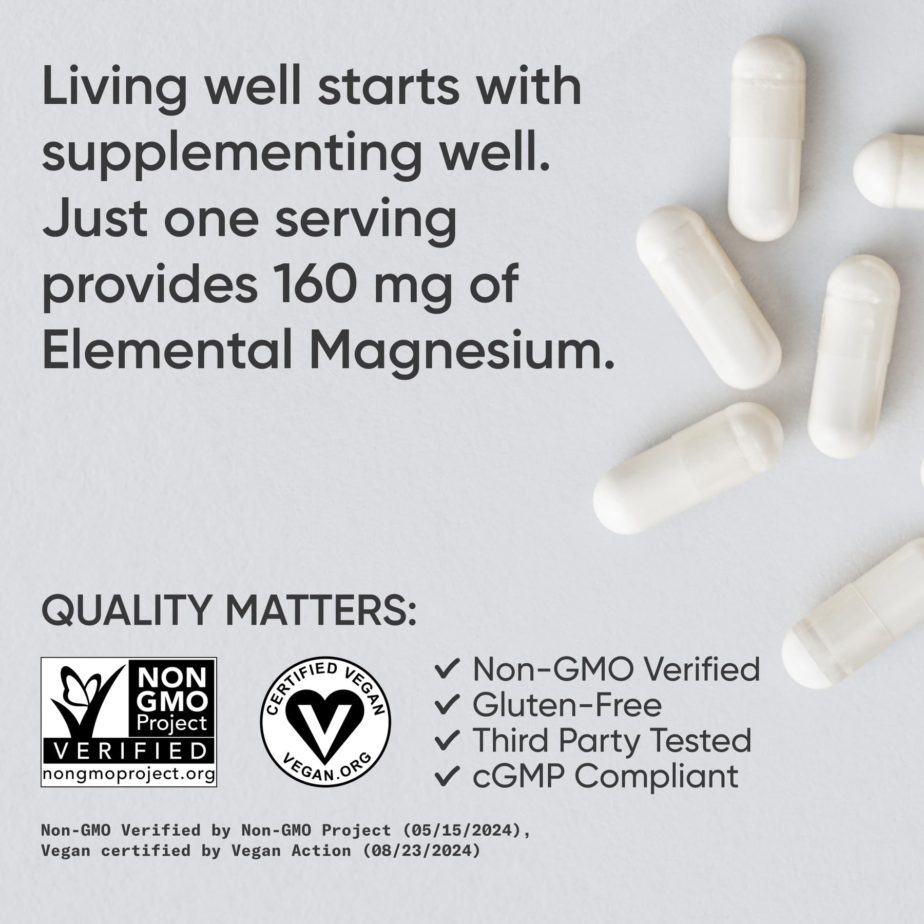 Sports Research® Magnesium Glycinate - Supports Restful Sleep & Enzymatic Processes - 160 mg Chelated Magnesium - Vegan Capsule - 90 Count - Nirvana Guru