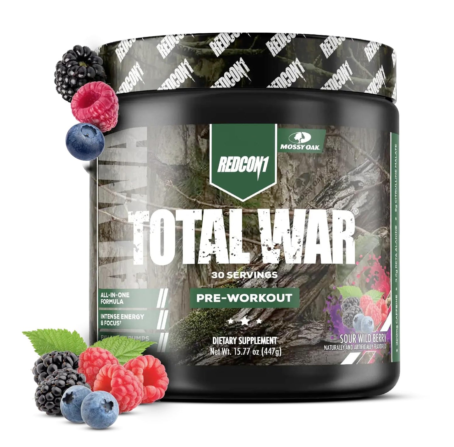 REDCON1 Total War Pre Workout Powder, Blue Lemonade - Beta Alanine + Citrulline Malate Keto Friendly Preworkout for Men & Women with 320mg of Caffeine - Fast Acting (30 Servings) Nirvana Guru