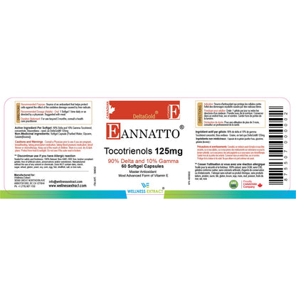 Eannatto Tocotrienols Vitamin E Supplements Tocopherol Free, Supports Immune Health, Non-GMO, Gluten Free & Antioxidant (125MG 60 Softgels) Nirvana Guru
