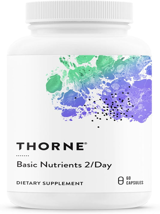 THORNE Basic Nutrients 2/Day - Comprehensive Daily Multivitamin with Optimal Bioavailability - Vitamin & Mineral Formula - Gluten, Dairy & Soy-Free - 60 Capsules - 30 Servings - Nirvana Guru