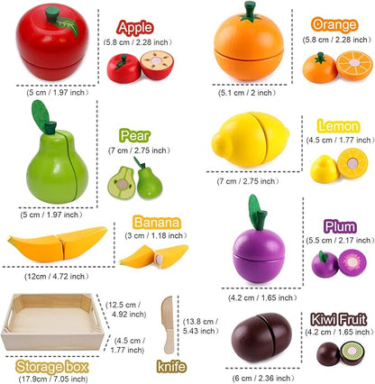Wooden Play Food for Kids Kitchen Cutting Fruits Toys for Toddlers Pretend Vegetables Gift for Boys Girls Educational Toys nirvanaguru