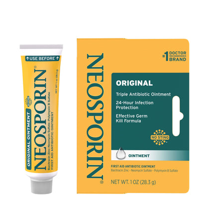 Neosporin Original First Aid Antibiotic Ointment with Bacitracin Zinc For Infection Protection, Wound Care Treatment & Scar Appearance Minimizer for Minor Cuts, Scrapes and Burns, 1 oz Nirvana Guru