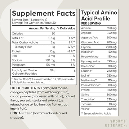 Sports Research Marine Collagen Peptides Powder - Sourced from Wild-Caught Fish, Pescatarian Friendly, Keto Certified & Non-GMO Verified - Easy to Mix in Water or Juice! (34 Servings) - Nirvana Guru