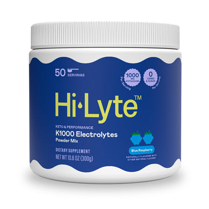 Hi-Lyte Keto K1000 Electrolyte Powder | Raspberry Lemon | Hydration Supplement Drink Mix | Boost Energy & Beat Leg Cramps | No Sugar, No Maltodextrin | 50 Servings