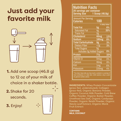 FlavCity Grass Fed Whey Protein Powder - Vanilla Smoothie - 25g Protein & 10g Collagen - Made with Real Vanilla Bean & Organic Coconut Milk - Gluten Free & No Added Sugars (20 Servings)
