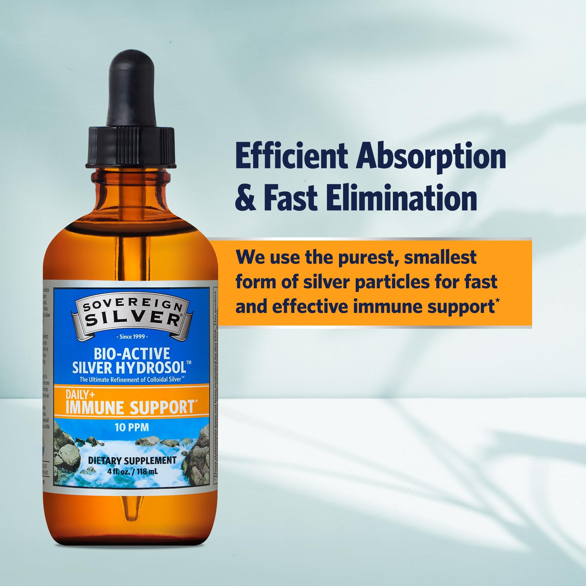 Sovereign Silver Immune Support - Colloidal Silver, Bio-Active Silver Hydrosol, 10 ppm, Liquid Dropper, 4 Fl Oz, (118 mL) Nirvana Guru