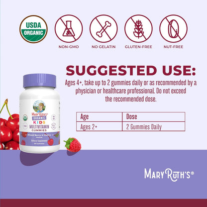 MaryRuth Organics Kids Vitamins | Multi | 1 Month Supply | Kids Multivitamin Gummies for Ages 4+ | Vegan | Only 2 Gummies a Day | 60 Count - Nirvana Guru