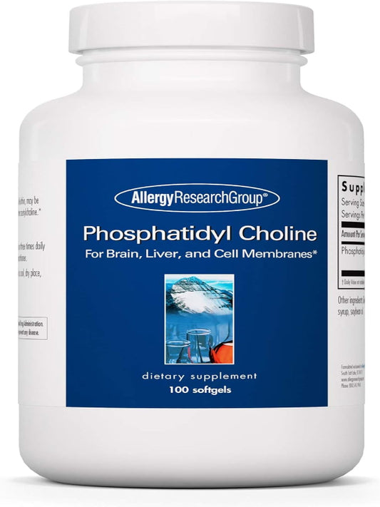 Allergy Research Group Phosphatidyl Choline Supplement - Lecithin Capsules, Digestive Enzymes for Liver, Fat Digestion Support, Choline Supplements for Fatty Liver, 1540mg Softgels - 100 Count Nirvana Guru