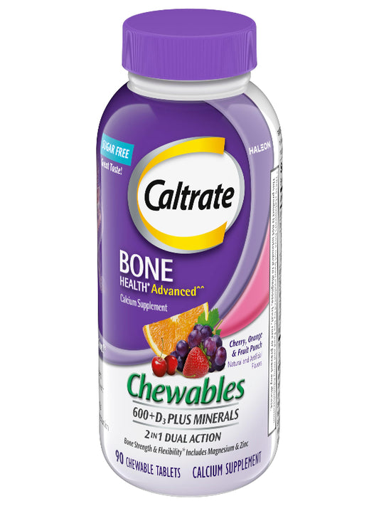 Caltrate Chewables 600 +D3 Plus Minerals Calcium and Vitamin D, Sugar Free, Cherry, Orange and Fruit Punch, 155 count Nirvana Guru
