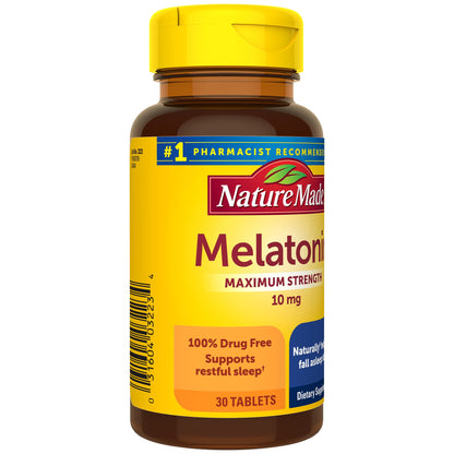 Nature Made Melatonin 10mg Maximum Strength Tablets, 100% Drug Free Sleep Aid for Adults, Melatonin for Adults, 70 Count, 70 Day Supply - Nirvana Guru