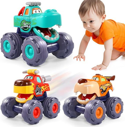 Car Toys for 1 Year Old Boy Gifts, Pull Back Monster Truck Toy Cars for Toddlers 1-3, 1 2 3 One Year Old Boy Birthday Gift 1st Vehicles Kids Stocking Stuffers Toddler Baby Boys Toys 12-18 Months nirvanaguru