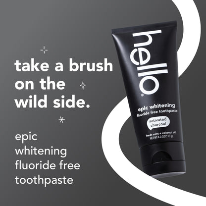 Hello Activated Charcoal Toothpaste, Fluoride Free with Activated Charcoal, Teeth Whitening Toothpaste with Fresh Mint and Coconut Oil, No SLS, Vegan, Gluten Free, 3 Pack, 4 OZ Tubes Nirvana Guru