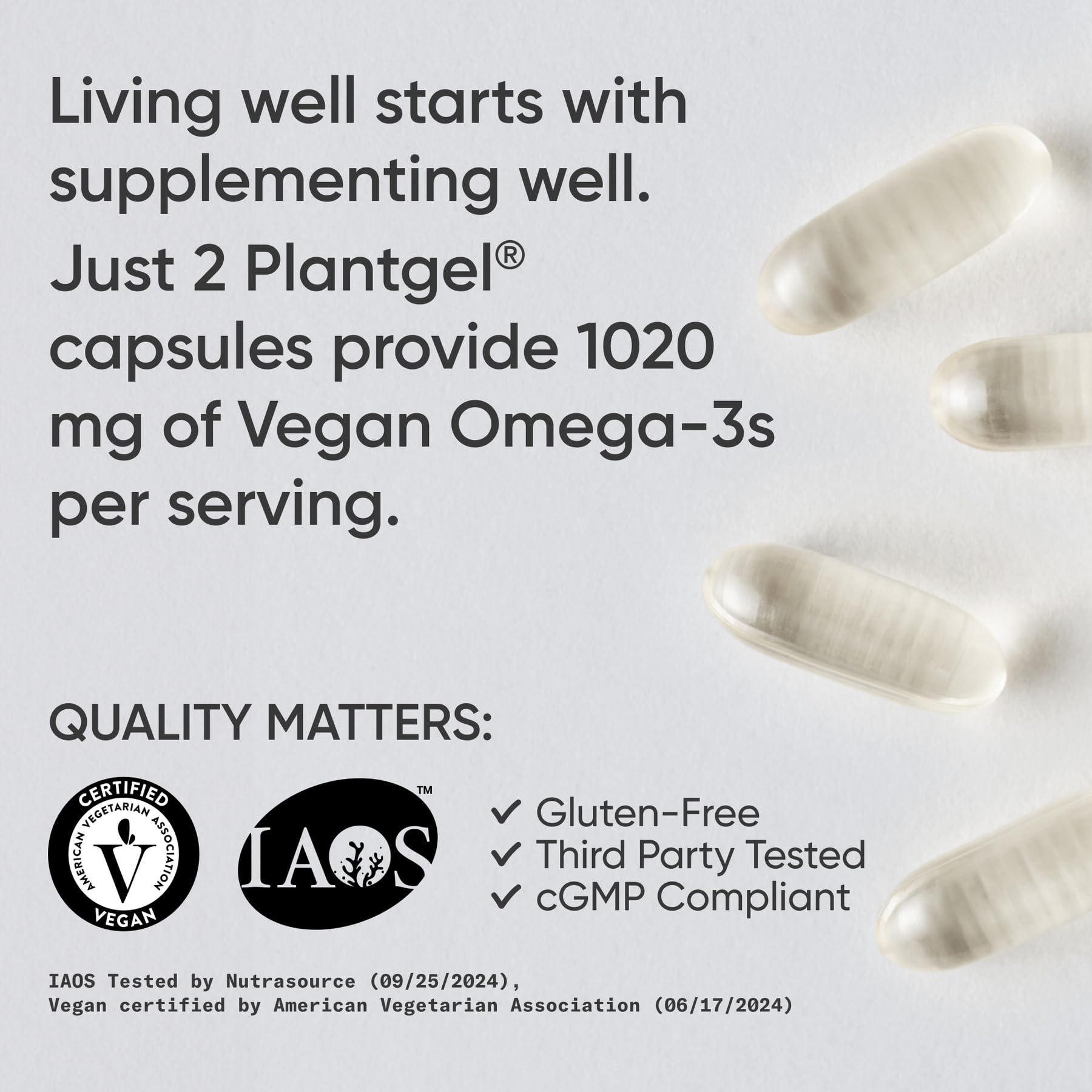 Sports Research Vegan Omega-3 Fish Oil Alternative from Algae Oil - Highest Levels of DHA & EPA Fatty Acids | Non-GMO Verified & Vegan Certified - Fresh Lemon Scent - 60 Veggie Softgels - Nirvana Guru