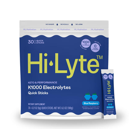 Hi-Lyte Keto K1000 Electrolyte Powder | Raspberry Lemon | Hydration Supplement Drink Mix | Boost Energy & Beat Leg Cramps | No Sugar, No Maltodextrin | 50 Servings