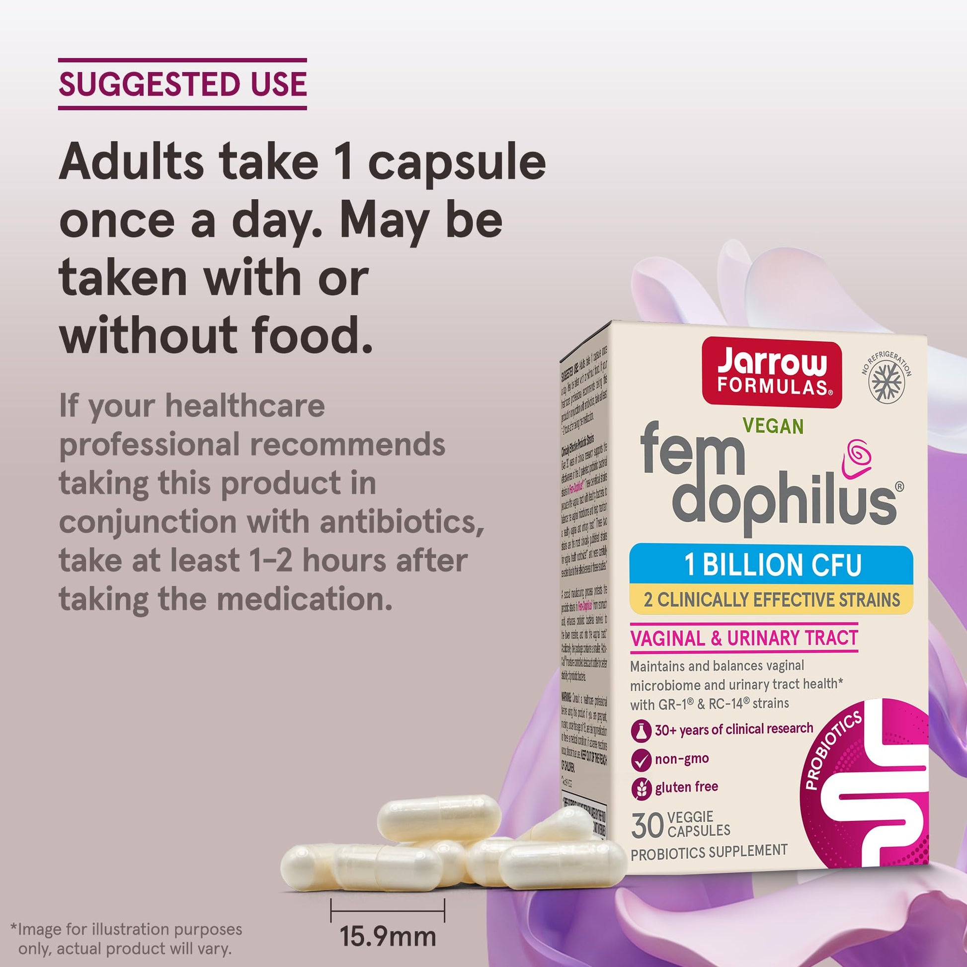 Jarrow Formulas Fem-Dophilus Probiotics 1 Billion CFU With 2 Clinically Effective Strains, Dietary Supplement for Vaginal Health and Urinary Tract Health, 60 Veggie Capsules, 60 Day Supply - Nirvana Guru