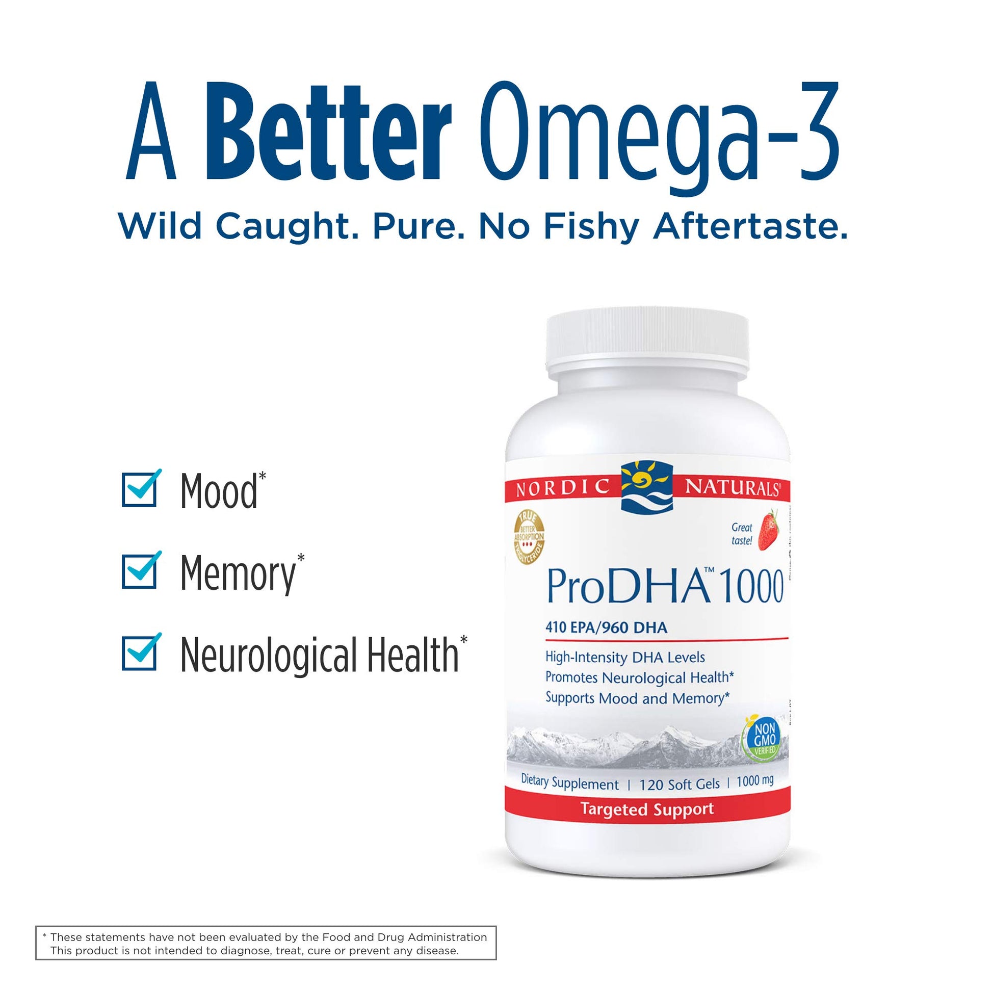 Nordic Naturals ProDHA 1000, Strawberry - 120 Soft Gels - 1660 mg Omega-3 - High-Intensity DHA Formula for Neurological Health, Mood & Memory - Non-GMO - 60 Servings - Nirvana Guru