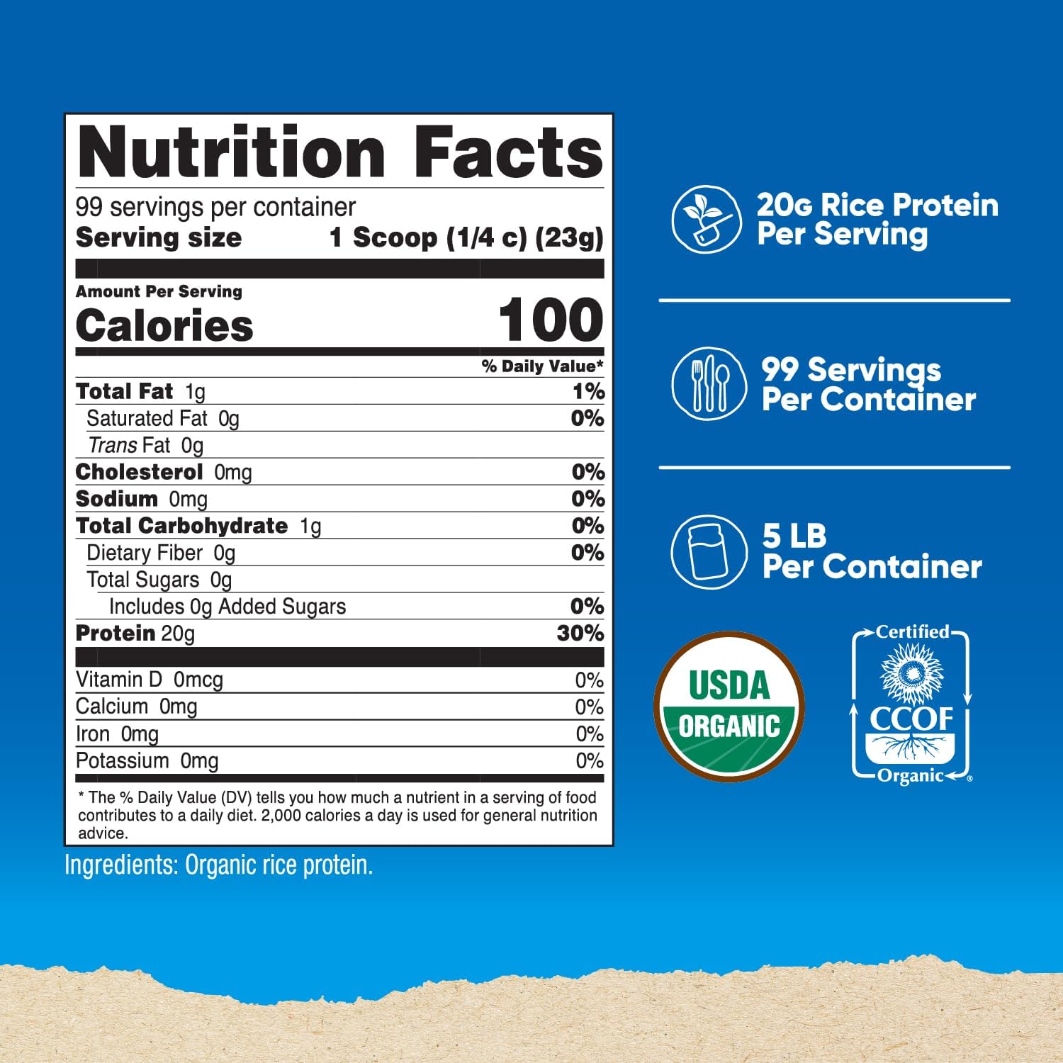 Nutricost Organic Rice Protein Powder (5 LB) - Gluten-Free, GMO-Free (from Brown Rice) - Nirvana Guru