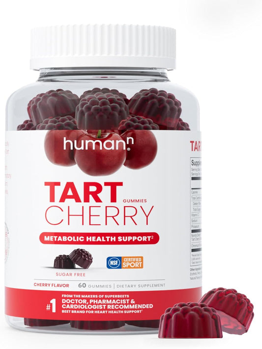 HumanN Tart Cherry Gummies - Uric Acid, Immunity, Inflammation & Metabolic Health Support – NSF Certified Sport, Powerful Antioxidant & Non-GMO - from Maker of SuperBeets - 60 Sugar-Free Vegan Gummy - Nirvana Guru