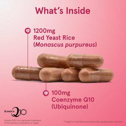 Jarrow Formulas Red Yeast Rice 1200 mg & Co-Q10 100 mg Per Serving - 120 Veggie Caps - 60 Servings - Herbal Heart Health Dietary Supplement - Supports Cardiovascular & Heart Health - Vegan - Nirvana Guru